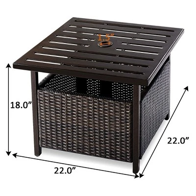 Costway Brown Rattan Wicker Steel Side Table Outdoor Furniture Deck Garden Patio Pool 3 Costway Brown Rattan Wicker Steel Side Table Outdoor Furniture Deck Garden Patio Pool