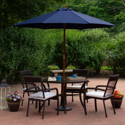 Northlight 9ft Outdoor Patio Market Umbrella With Wooden Pole, Navy Blue 3 Northlight 9ft Outdoor Patio Market Umbrella With Wooden Pole, Navy Blue