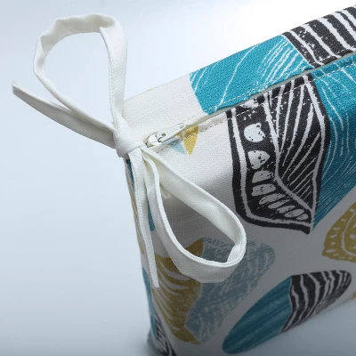 Set Of 2 Leaf Block Outdoor/Indoor Squared Corners Seat Cushions Teal/Citron - Pillow Perfect 4 Set Of 2 Leaf Block Outdoor/Indoor Squared Corners Seat Cushions Teal/Citron - Pillow Perfect - Image 2