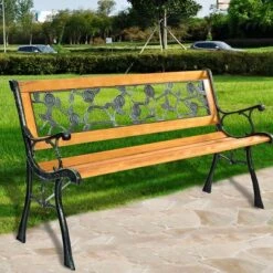 Tangkula Garden Iron Bench Porch Path Hardwood Chair For Patio Park Outdoor Deck 17 Tangkula Garden Iron Bench Porch Path Hardwood Chair For Patio Park Outdoor Deck -Sunnydaze Decor Store GUEST 57f13def a424 4427 936f 6310d0a5ee2d