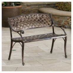 Hamilton Cast Aluminum Patio Bench- Copper - Christopher Knight Home 7 Hamilton Cast Aluminum Patio Bench- Copper - Christopher Knight Home -Sunnydaze Decor Store GUEST 58491ce1 6f98 49b1 96a3 cf2195eb70f0