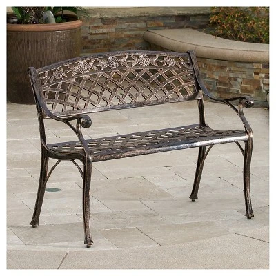 Hamilton Cast Aluminum Patio Bench- Copper - Christopher Knight Home 5 Hamilton Cast Aluminum Patio Bench- Copper - Christopher Knight Home - Image 3
