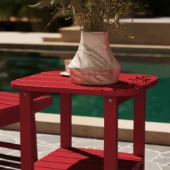 Merrick Lane 2-Tier Adirondack Side Table, All-Weather HDPE Indoor/Outdoor Accent Table -Sunnydaze Decor Store GUEST 586079a9 3e50 4f70 9603 1e3eae060176