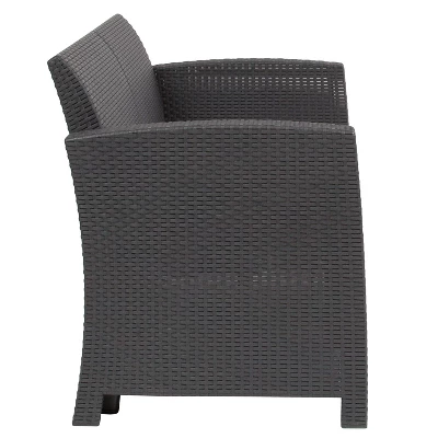 Flash Furniture Faux Rattan Loveseat With All-Weather Cushions 9 Flash Furniture Faux Rattan Loveseat With All-Weather Cushions - Image 7