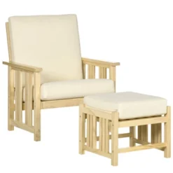 Outsunny Patio Furniture Set, Wood Outdoor Patio Chair With Ottoman, 2 Piece Cushioned Outdoor Lounge Chair, Sofa Chair With Footrest, Beige 9 Outsunny Patio Furniture Set, Wood Outdoor Patio Chair With Ottoman, 2 Piece Cushioned Outdoor Lounge Chair, Sofa Chair With Footrest, Beige -Sunnydaze Decor Store GUEST 5945d63f e530 4a11 ae9f 9010df33db86