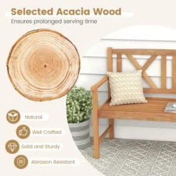 Costway 2-Person Bench Patio Acacia Wood Outdoor Loveseat Chair Garden Natural -Sunnydaze Decor Store GUEST 5954ce97 1700 49bf 8926 c79b2e929e3b