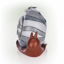 7" "Create" Snail Statue With Solar-Powered LED Light Heathered Gray/White/Copper - Alpine Corporation -Sunnydaze Decor Store GUEST 5a1aa281 50ca 44f5 a93f 65f57ff6c05f