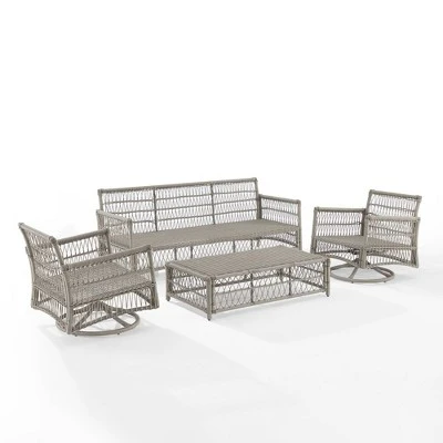 4pc Thatcher Outdoor Steel Seating Set Creme/Driftwood - Crosley 11 4pc Thatcher Outdoor Steel Seating Set Creme/Driftwood - Crosley - Image 9