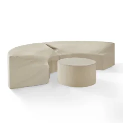 Crosley Catalina 3pc Furniture Cover Set, Two Round Sectional Sofas And Coffee Table, Tan -Sunnydaze Decor Store GUEST 5af7beee f3e3 4474 a585 fda15cb888fb