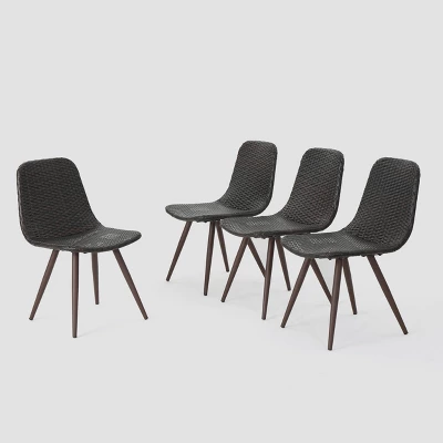 Gila 4pk Wicker Dining Chairs - Brown - Christopher Knight Home 3 Gila 4pk Wicker Dining Chairs - Brown - Christopher Knight Home