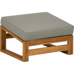 Galia 2pc Square Leg Acacia Wood Chair And Ottoman With Cushions - Brown - Saracina Home -Sunnydaze Decor Store GUEST 5c6ac659 1ca2 40a2 b2a8 c48f709d346f