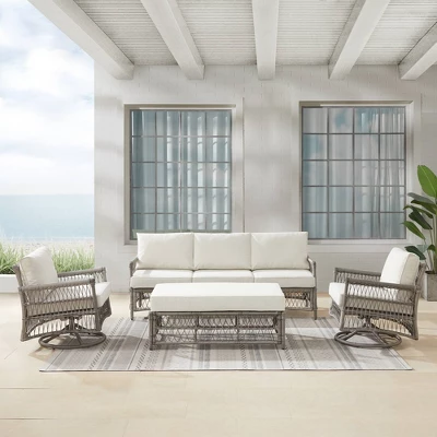 4pc Thatcher Outdoor Steel Seating Set Creme/Driftwood - Crosley 4 4pc Thatcher Outdoor Steel Seating Set Creme/Driftwood - Crosley - Image 2