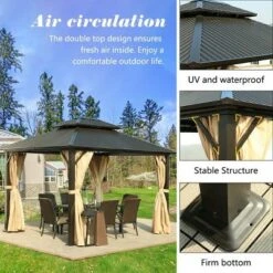 Aoodor Hardtop Gazebo Outdoor Tent Shelter Canopy 10' X 12' With Netting