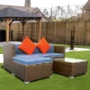 3pc Wicker Patio Sectional Seating Set With Cushions - Brown/Blue - GODEER 1 3pc Wicker Patio Sectional Seating Set With Cushions - Brown/Blue - GODEER -Sunnydaze Decor Store GUEST 5d7c056f 7683 4166 bda9 418a6103385b