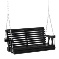 Outsunny 46" 2-Person Porch Swing Wooden Patio Swing Bench With Cup Holders, Slatted Design, & Chains Included, 440lb Weight Capacity -Sunnydaze Decor Store GUEST 5db45a2b 4aa1 4ba7 957f 0ef713ff9dfb