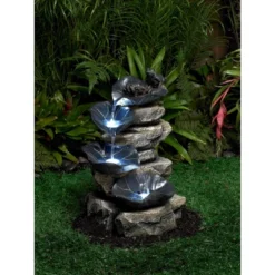 John Timberland Frog And Four Lily Pad Rustic Cascading Outdoor Floor Water Fountain With LED Light 21" For Yard Garden Patio Home Deck Porch Exterior -Sunnydaze Decor Store GUEST 5e31676c 85cf 4e75 951c ecc2448287b4