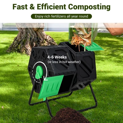 Costway Dual Chamber Compost Tumbler Outdoor Rotating Chamber Compost Bin 34.5 Gallon 7 Costway Dual Chamber Compost Tumbler Outdoor Rotating Chamber Compost Bin 34.5 Gallon - Image 5