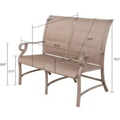 Aluminum Bench Chair With Streamlined Armrests For 2 Persons - Natural - WELLFOR -Sunnydaze Decor Store GUEST 5f253a89 2f8c 48fc 804c d889dc4b01de