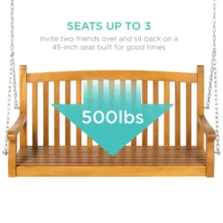 Best Choice Products 48in Wooden Curved Back Hanging Porch Swing Bench For Patio, Deck W/ Mounting Chains -Sunnydaze Decor Store GUEST 6082d786 244b 45d3 9af3 f92569b7ae75