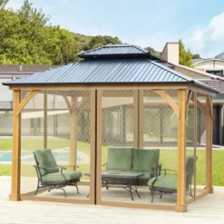 Aoodor Gazebo Netting Black 12' X 10' Polyester Screen Replacement 4 Panel Sidewalls For Patio (Only Netting) -Sunnydaze Decor Store GUEST 6190eb43 abdd 4372 9925 13b817bc7200