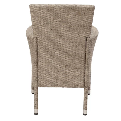 7pc Outdoor Wicker Dining Set With Cushions - Beige - GODEER 8 7pc Outdoor Wicker Dining Set With Cushions - Beige - GODEER - Image 6