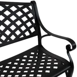 Sunnydaze Decor Sunnydaze 2-Person Checkered Design Cast Aluminum Outdoor Patio Bench, Black -Sunnydaze Decor Store GUEST 62bc2284 3950 431b a895 206ec5b5c92e