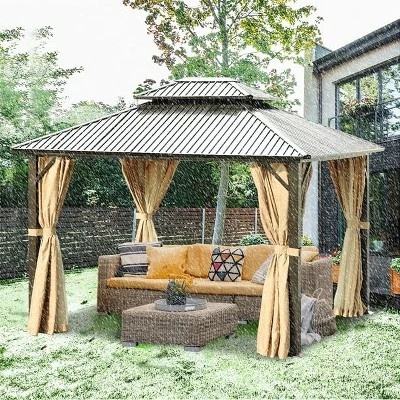 Aoodor Hardtop Gazebo Outdoor Tent Shelter Canopy 10' X 12' With Netting 6 Aoodor Hardtop Gazebo Outdoor Tent Shelter Canopy 10' X 12' With Netting - Image 4