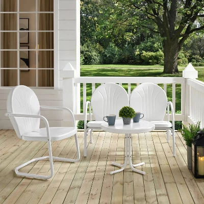 Griffith 3pc Outdoor Conversation Set With Loveseat, Arm Chair & Accent Table - White - Crosley 6 Griffith 3pc Outdoor Conversation Set With Loveseat, Arm Chair & Accent Table - White - Crosley - Image 4