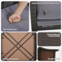 Costway 5PCS Patio Rattan Furniture Set Ottoman Cushioned W/Cover Space Saving Off White/Gray/Red/Turquoise 22 Costway 5PCS Patio Rattan Furniture Set Ottoman Cushioned W/Cover Space Saving Off White/Gray/Red/Turquoise -Sunnydaze Decor Store GUEST 64978c49 62b0 4fe6 a241 8f8194557c6a