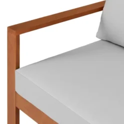 Grafton Eucalyptus 2 Seat Outdoor Bench With Cushions - Gray/Natural - Alaterre Furniture -Sunnydaze Decor Store GUEST 64d44b41 5134 4901 83a4 37134f3a4dd8