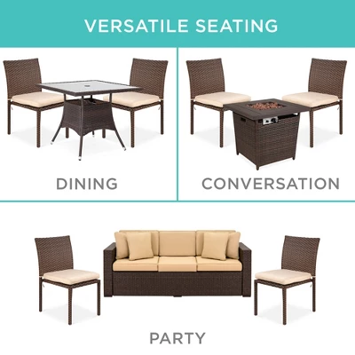 Best Choice Products Set Of 4 Stackable Outdoor Patio Wicker Chairs W/ Cushions, UV-Resistant Finish 4 Best Choice Products Set Of 4 Stackable Outdoor Patio Wicker Chairs W/ Cushions, UV-Resistant Finish - Image 2