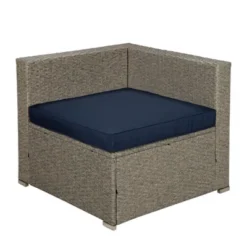 6pc Outdoor Rattan Wicker Set With Sectional, Chairs, Accent Table & Ottoman - Gray/Navy - GODEER -Sunnydaze Decor Store GUEST 653cf01e 13f4 4128 ac95 e5b299999163