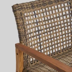 Breakwater 5pc Wood & Wicker Patio Chat Set With Fire Pit - Natural/Gray/Brown - Christopher Knight Home -Sunnydaze Decor Store GUEST 66231694 51a9 42ba b5ab f57434cdec1c