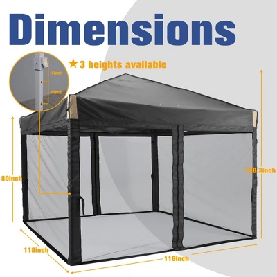 Aoodor 10' X 10' Pop Up Canopy Tent With Removable Mesh Sidewalls, Portable Instant Shade Canopy With Roller Bag 3 Aoodor 10' X 10' Pop Up Canopy Tent With Removable Mesh Sidewalls, Portable Instant Shade Canopy With Roller Bag