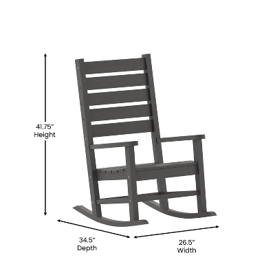 Emma And Oliver Set Of 2 Contemporary Rocking Chairs, All-Weather HDPE Indoor/Outdoor Rockers 8 Emma And Oliver Set Of 2 Contemporary Rocking Chairs, All-Weather HDPE Indoor/Outdoor Rockers - Image 6