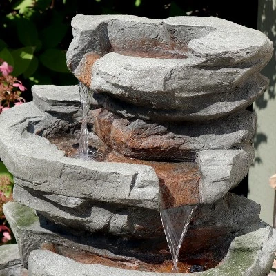 Sunnydaze Decor Sunnydaze 31"H Electric Polyresin And Fiberglass Lighted Cobblestone Waterfall Outdoor Water Fountain With LED Lights 6 Sunnydaze Decor Sunnydaze 31"H Electric Polyresin And Fiberglass Lighted Cobblestone Waterfall Outdoor Water Fountain With LED Lights - Image 4