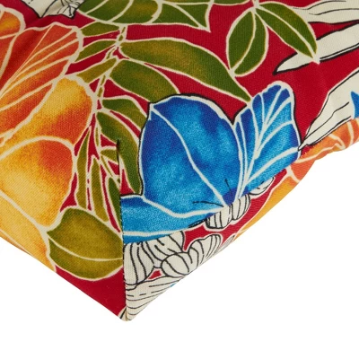 Aloha Red Floral Outdoor Bench Cushion - Kensington Garden 6 Aloha Red Floral Outdoor Bench Cushion - Kensington Garden - Image 4