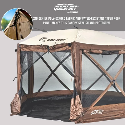 CLAM Quick-Set Pavilion Camper Foot Portable Pop-Up Camping Outdoor Gazebo Screen Tent 6 Sided Canopy Shelter With Stakes And Bag 5 CLAM Quick-Set Pavilion Camper Foot Portable Pop-Up Camping Outdoor Gazebo Screen Tent 6 Sided Canopy Shelter With Stakes And Bag - Image 3