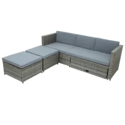 4pc Outdoor Wicker Conversation Sectional Set With Cushions - Gray - GODEER 32 4pc Outdoor Wicker Conversation Sectional Set With Cushions - Gray - GODEER -Sunnydaze Decor Store GUEST 67c26f76 9d9a 440d 8a84 bf5b617aa079