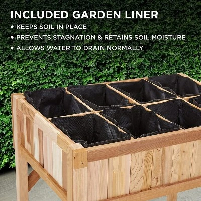 Jumbl Cedar Wood Raised Garden Bed & Herb Planter Box, 31" X 23" X 31" 4 Jumbl Cedar Wood Raised Garden Bed & Herb Planter Box, 31" X 23" X 31" - Image 2