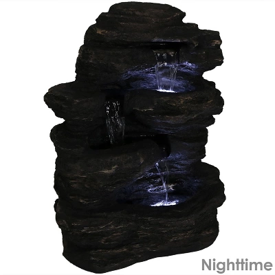 Sunnydaze Decor Sunnydaze 24"H Electric Polystone Rock Falls Waterfall Outdoor Water Fountain With LED Lights 4 Sunnydaze Decor Sunnydaze 24"H Electric Polystone Rock Falls Waterfall Outdoor Water Fountain With LED Lights - Image 2
