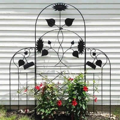 Achla Designs 90" Sunflower Decorative Iron Garden Trellis Black Powder Coat Finish 4 Achla Designs 90" Sunflower Decorative Iron Garden Trellis Black Powder Coat Finish - Image 2