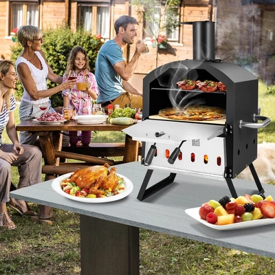 Costway 2-Layer Pizza Oven Wood Fired Pizza Grill Outside Pizza Maker With Waterproof Cover 5 Costway 2-Layer Pizza Oven Wood Fired Pizza Grill Outside Pizza Maker With Waterproof Cover - Image 3