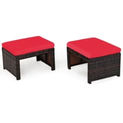 Costway 2PCS Patio Rattan Ottoman Cushioned Seat Foot Rest Furniture TurquoiseRedWhite 22 Costway 2PCS Patio Rattan Ottoman Cushioned Seat Foot Rest Furniture TurquoiseRedWhite -Sunnydaze Decor Store GUEST 6a008e0f d13e 48f5 a96b de7e5e13e5c3