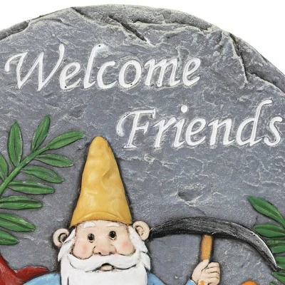 Welcome Friends Garden Gnome Stone - Exhart 4 Welcome Friends Garden Gnome Stone - Exhart - Image 2