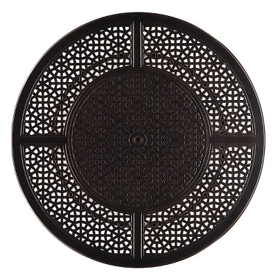 5pc Outdoor Fire Table Set With Geometric 44" Round Fire Table, 4 Deep Seating Swivel Rocking Chairs & Table Fabric Covers - Oakland Living 6 5pc Outdoor Fire Table Set With Geometric 44" Round Fire Table, 4 Deep Seating Swivel Rocking Chairs & Table Fabric Covers - Oakland Living - Image 4