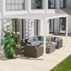 Aoodor Outdoor Louvered Pergola Adjustable Louvered Sloping Roof Wall-Mounted Pergola 21 Aoodor Outdoor Louvered Pergola Adjustable Louvered Sloping Roof Wall-Mounted Pergola -Sunnydaze Decor Store GUEST 6a3bae42 90a4 4084 ada6 38c438bbd641