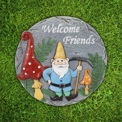 Welcome Friends Garden Gnome Stone - Exhart 3 Welcome Friends Garden Gnome Stone - Exhart
