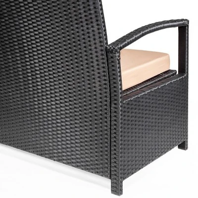 Barton Outdoor Patio Deck Box Storage Bench W/ Seat Cushion Furniture, Black 6 Barton Outdoor Patio Deck Box Storage Bench W/ Seat Cushion Furniture, Black - Image 4