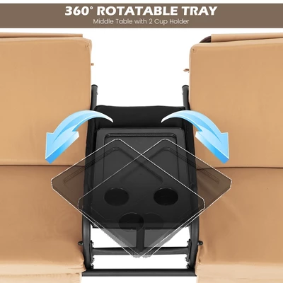 Costway 2-Person Canopy Porch Swing Padded Chair Cooler Bag Rotatable Tray TurquoiseBeigeBlack 8 Costway 2-Person Canopy Porch Swing Padded Chair Cooler Bag Rotatable Tray TurquoiseBeigeBlack - Image 6